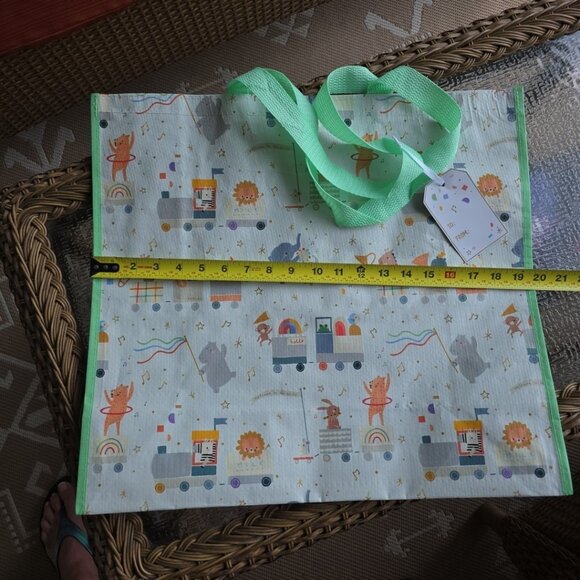 Baby Shower Gift Bag New‎ Shopping Reusable Large Tote Zoo Animals Playing Train - Picture 10 of 11